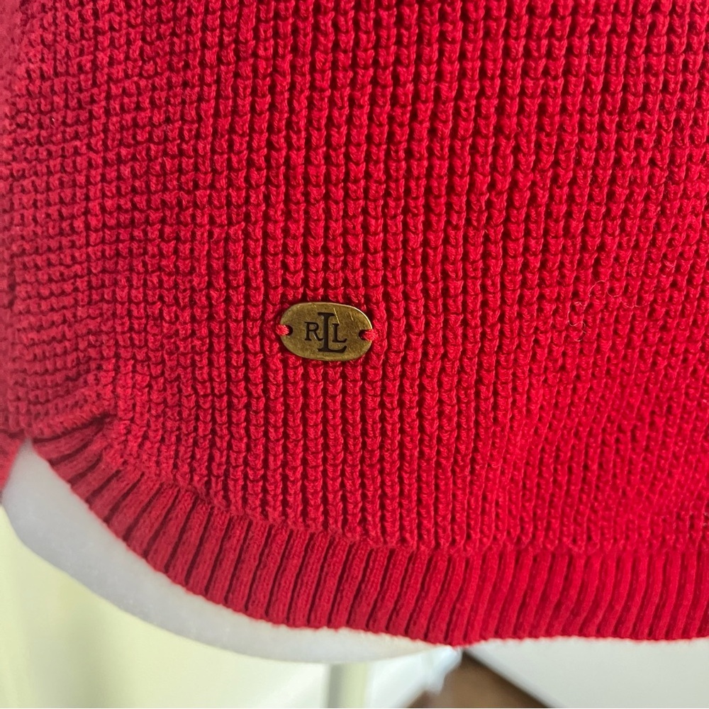 Lauren Ralph Lauren Red Cowl Neck Cotton Sweater Size M - Picture 5 of 11